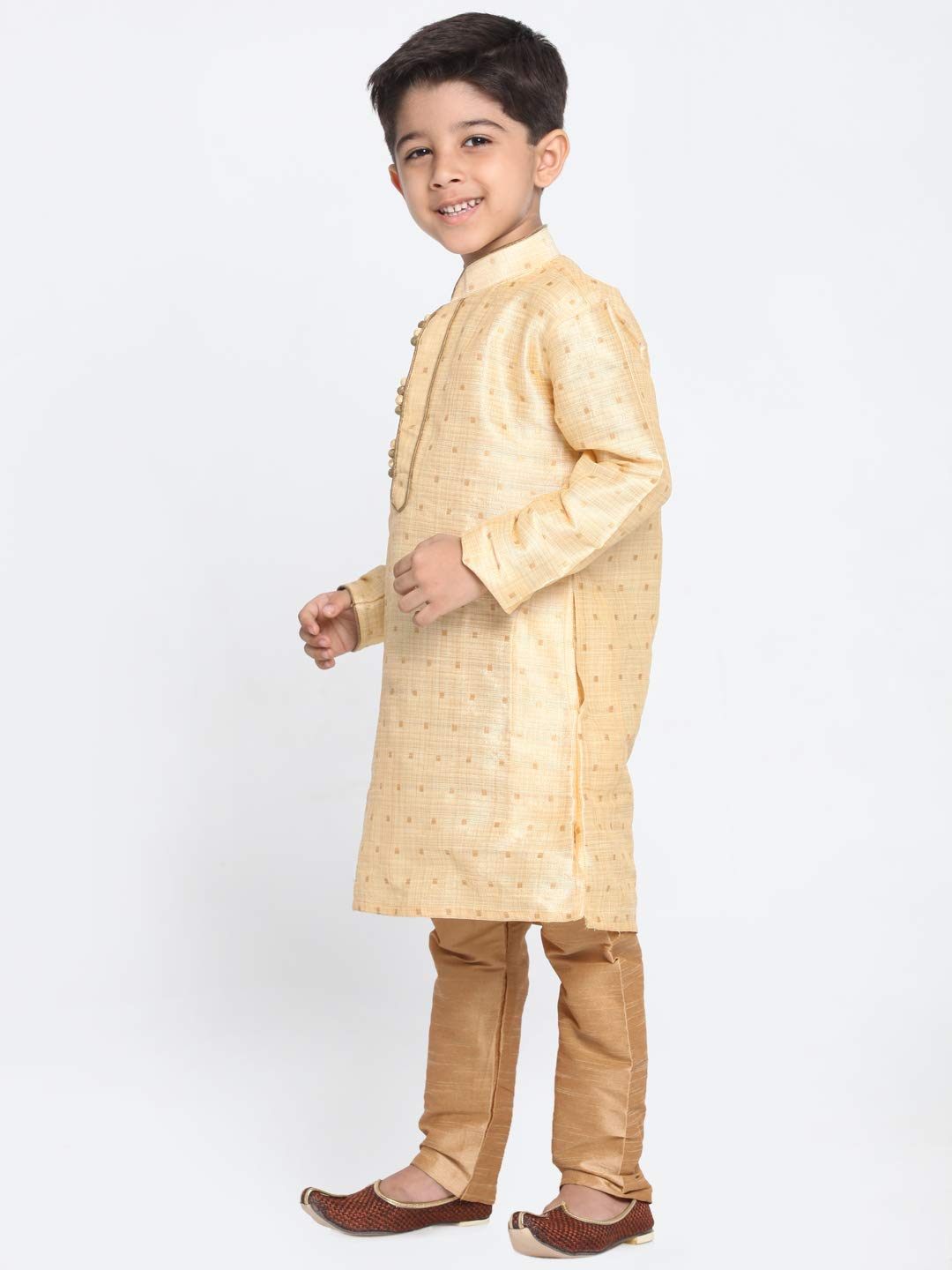 Jbn Creation Boys' Gold Silk Blend Kurta And Pyjama Set_Vasbk023Gonprg_26