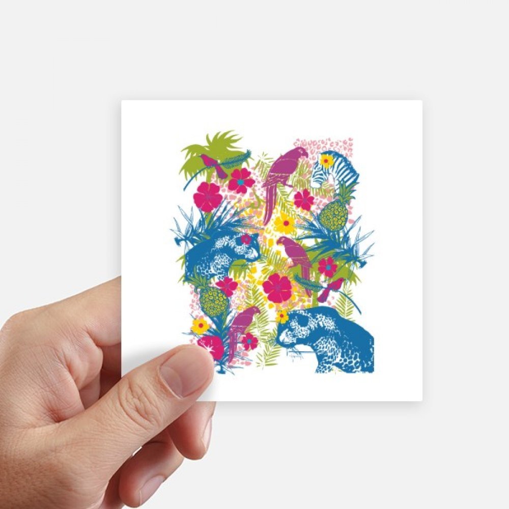 Autocollants multicolores 10x10cm style tropical animaux lot de 8
