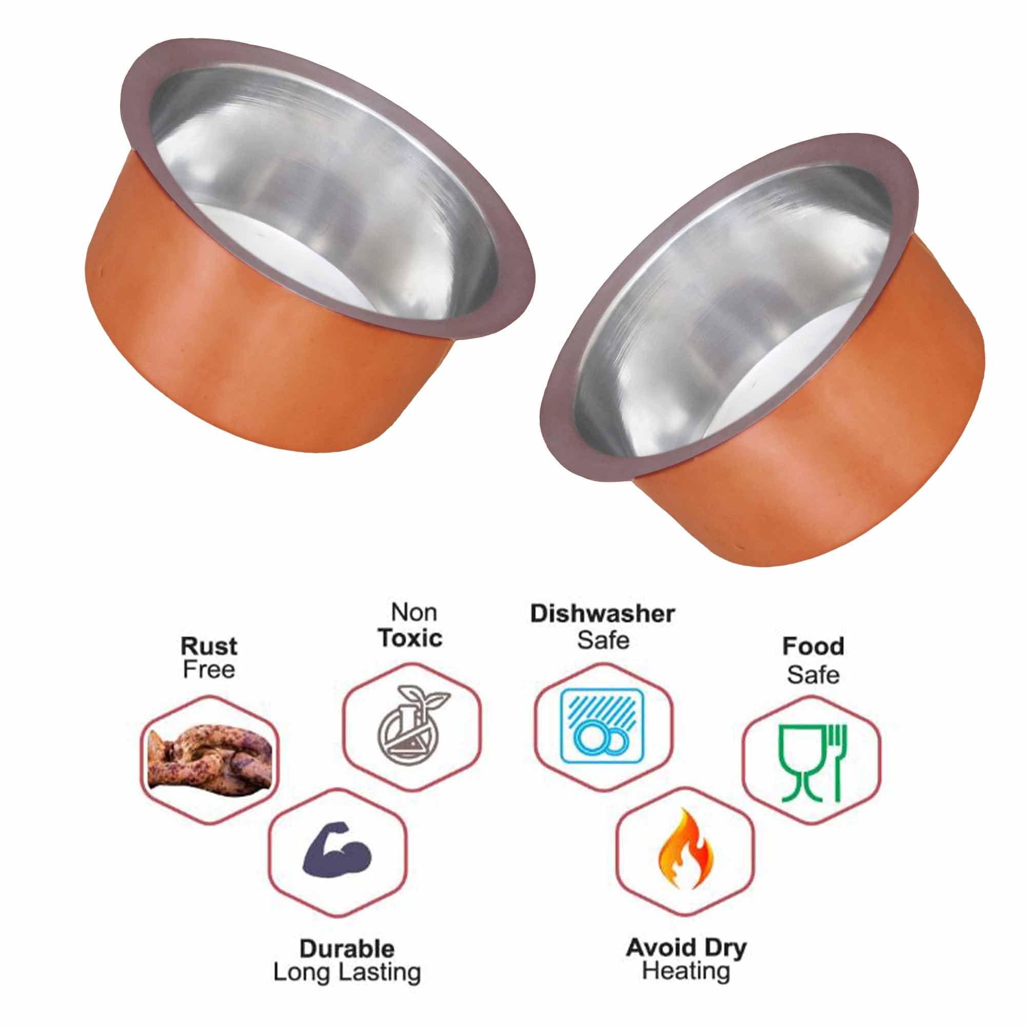Putrika Utensil Vadi Chatti with TIN coating|Tope|KitchenWare|cookware|Brass Pathiram|Copper Patilas|Tapeli|Peetal|Sarva Satti|Bhagoni (Copper) 3