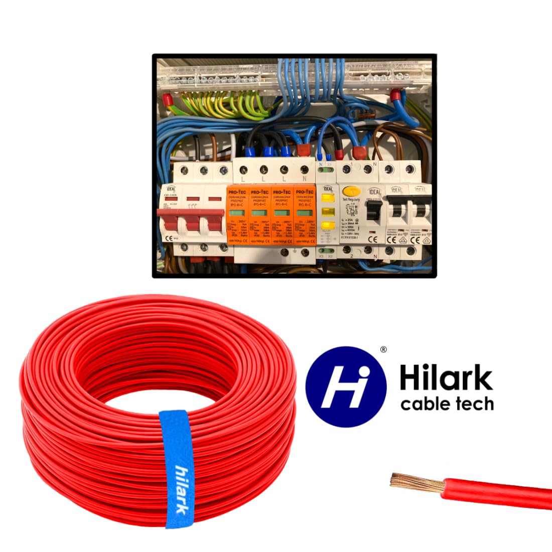 Hilark Cable Tech Câble d'installation 1x4mm² H07V-K LgY fil toronné classe 5 rouge 100m