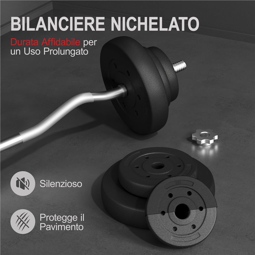 Yaheetech Set Manubri Pesi Sollevamento in Ferro Bilanciere con Piastre 2,5 kg/5kg per Bodybulding/Manubri/Bracciate/Squat Barra Curl