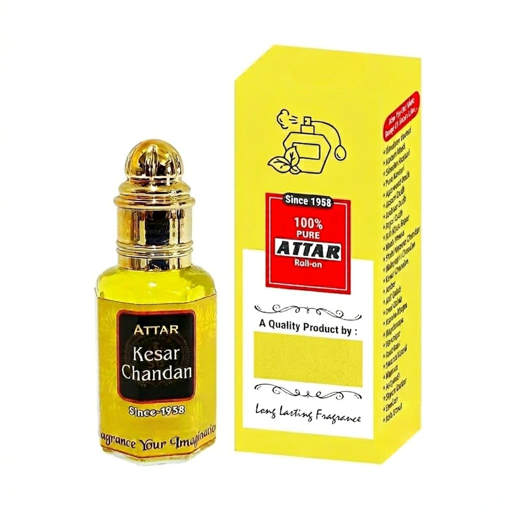 Attar For Men|Women Kesar Chandan Mysore 24 Hours Spanish Saffron Long Lasting Fragrance 12ml Rollon Pack, 0.40 Fl Oz