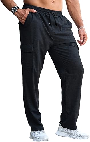Miniatura 7 de CTU Pantalones deportivos holgados de moda para hombre, ligeros, para entrenamiento, pantalones deportivos con parte inferior abierta con bolsillos