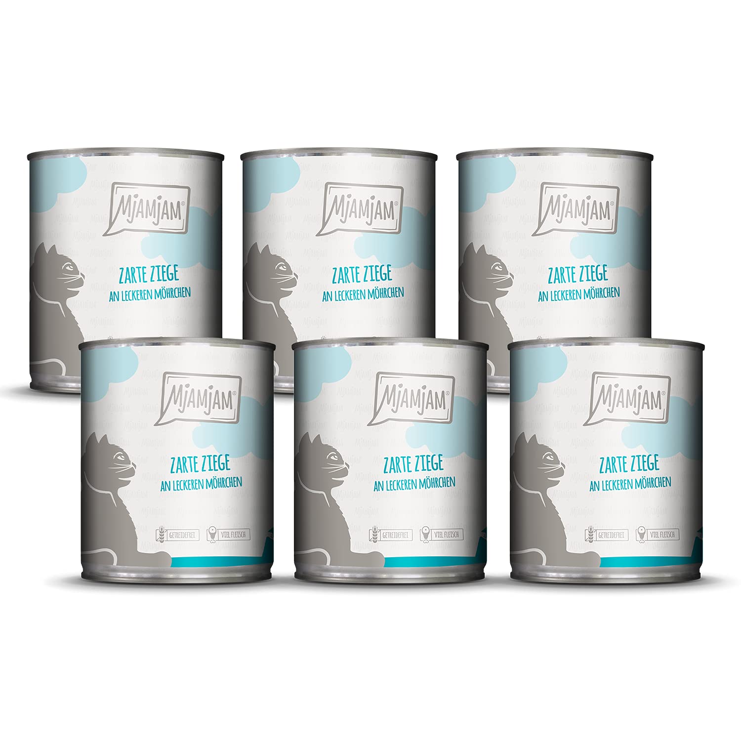 MjAMjAM - premium wet food for cats - tender goat with delicious carrots, pack of 6 (6 x 800 g), grain-free with extra meat