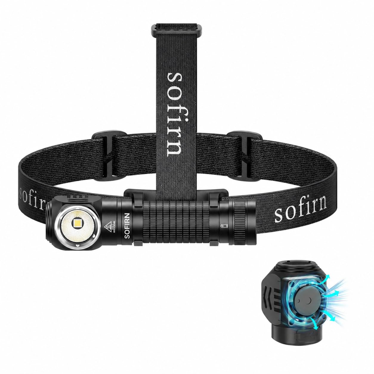 Sofirn HS45 Linterna Frontal LED Recargable, Refrigeración Activa 3200LM, Luz Constante sin Caída Rápida de Potencia, Recarga USB-C, IPX6 Impermeable para Reparación, Trabajo, Aire Libre y Camping