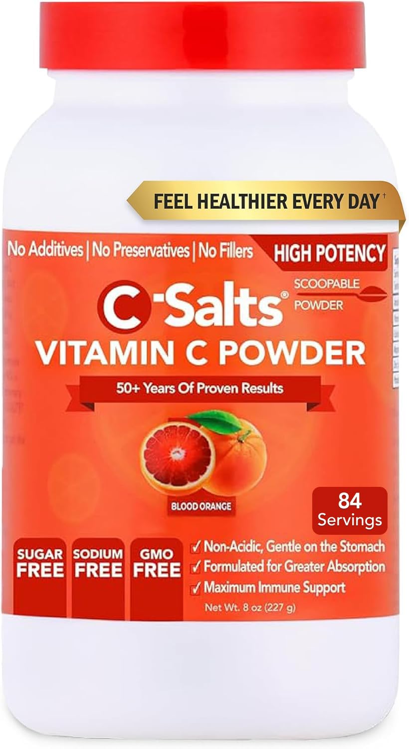 Vitamin C Powder - 100% Pure Buffered Ascorbic Acid Powder for Immune Support - Organic, Sugar-Free, Vegan, Non-GMO, Stomach-Friendly Supplement - Blood Orange, 8 oz