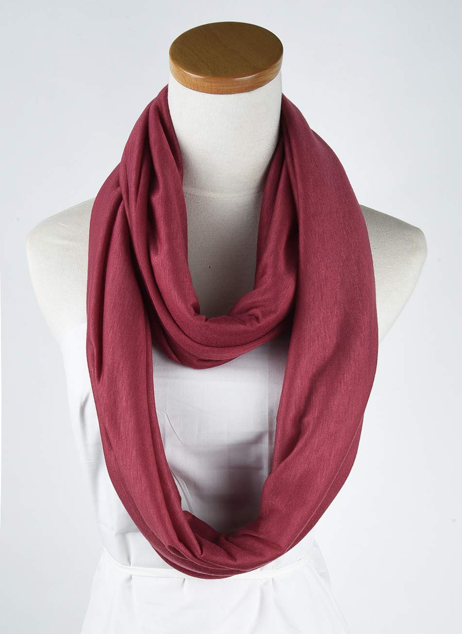 corciova Crimson Glory Soft Girl Women Infinity Wrap Stretchy Jersey Knit Sleep Head Circle Scarf Continuou Loop Light Weight