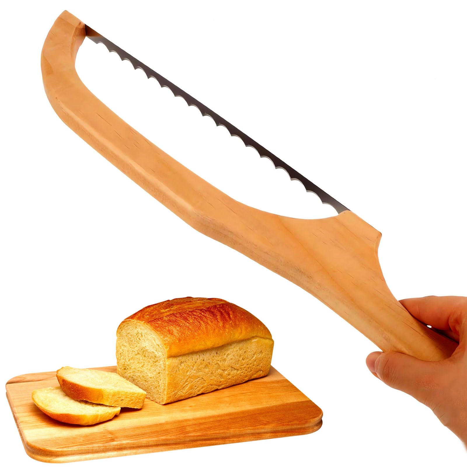 LMSYWFW Wooden Bread Bow Knife?sourdough Bread Knife ?bread saw?fiddle bow Design?Premium Stainless Steel?Used for slicing bread?Baguettes?bagel ?right handed?