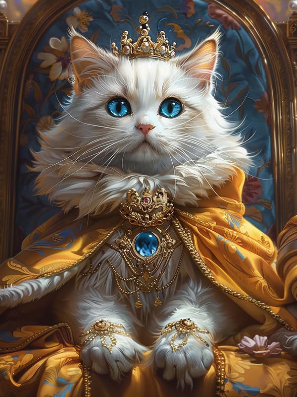 VAIIEYO 5D DIY Diamond Art Kits for Adults Cat, Diamond Painting Animal, Paint by Numbers Full Drill Round Rhinestone Craft Canvas for Home Wall Decor