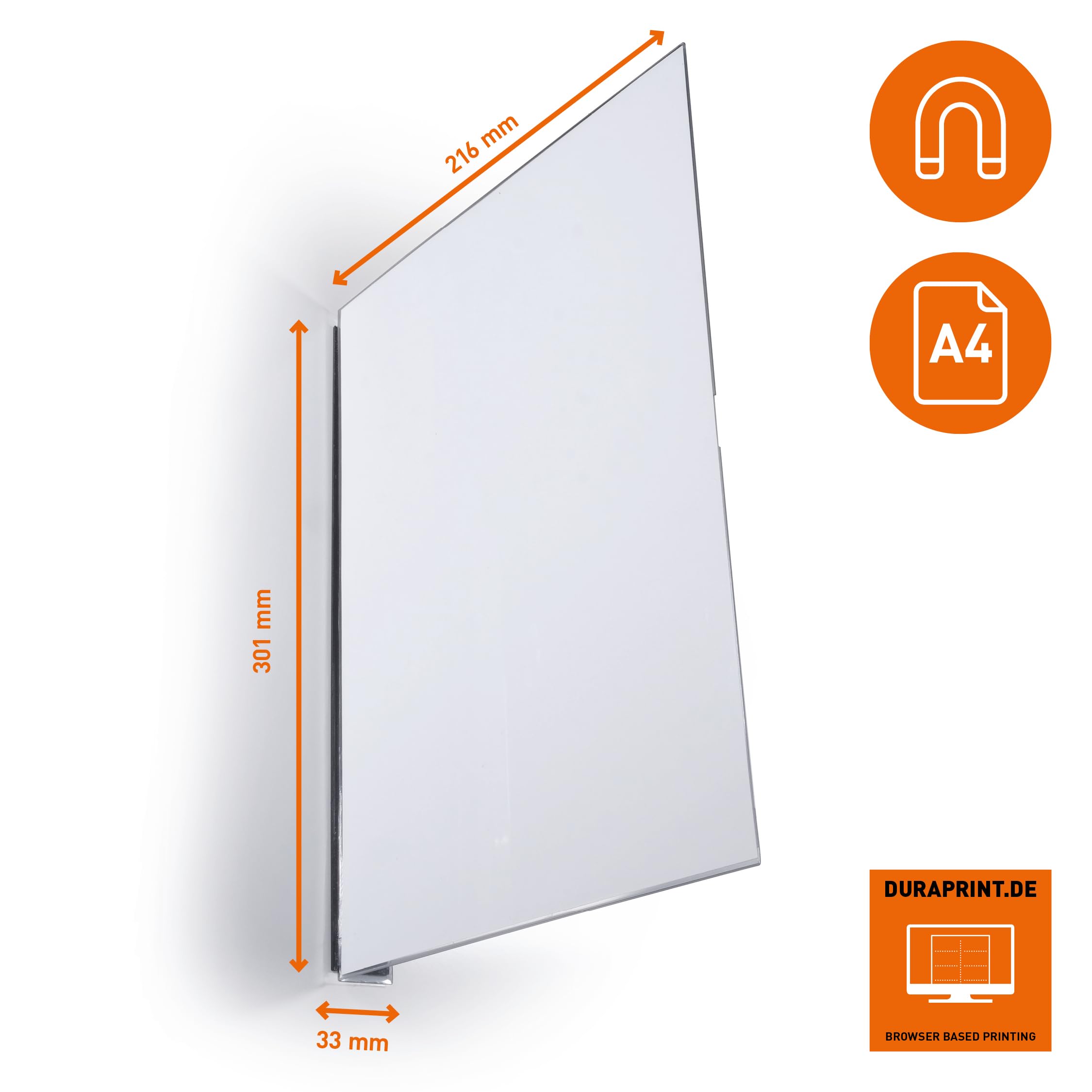 Durable Cartello da corsia a bandiera 210 x 148.5 mm, porta etichetta da scaffale A4 verticale magnetico, trasparente, 10 pezzi, 187419