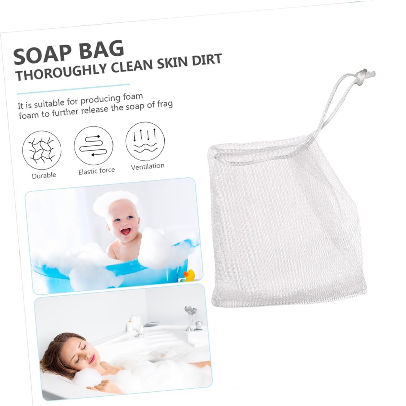 Portable Soap Pouch 30pcs PE Mesh Drawstring Bag for Traveling