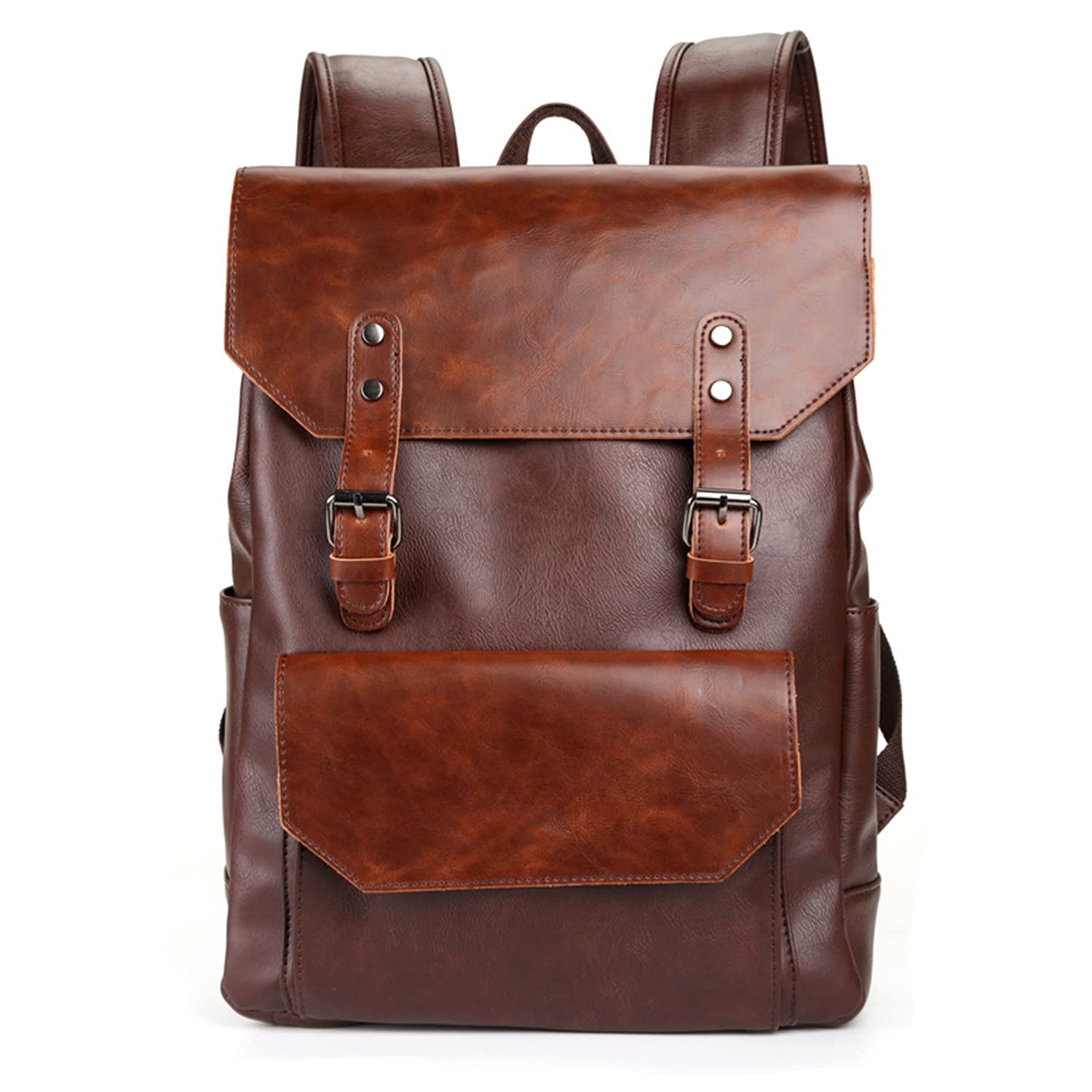 Vintage Leather Backpack Casual Daypack for Men Women Laptop Bag Satchel Bags Unisex Satchel Bags Classic style (brown)
