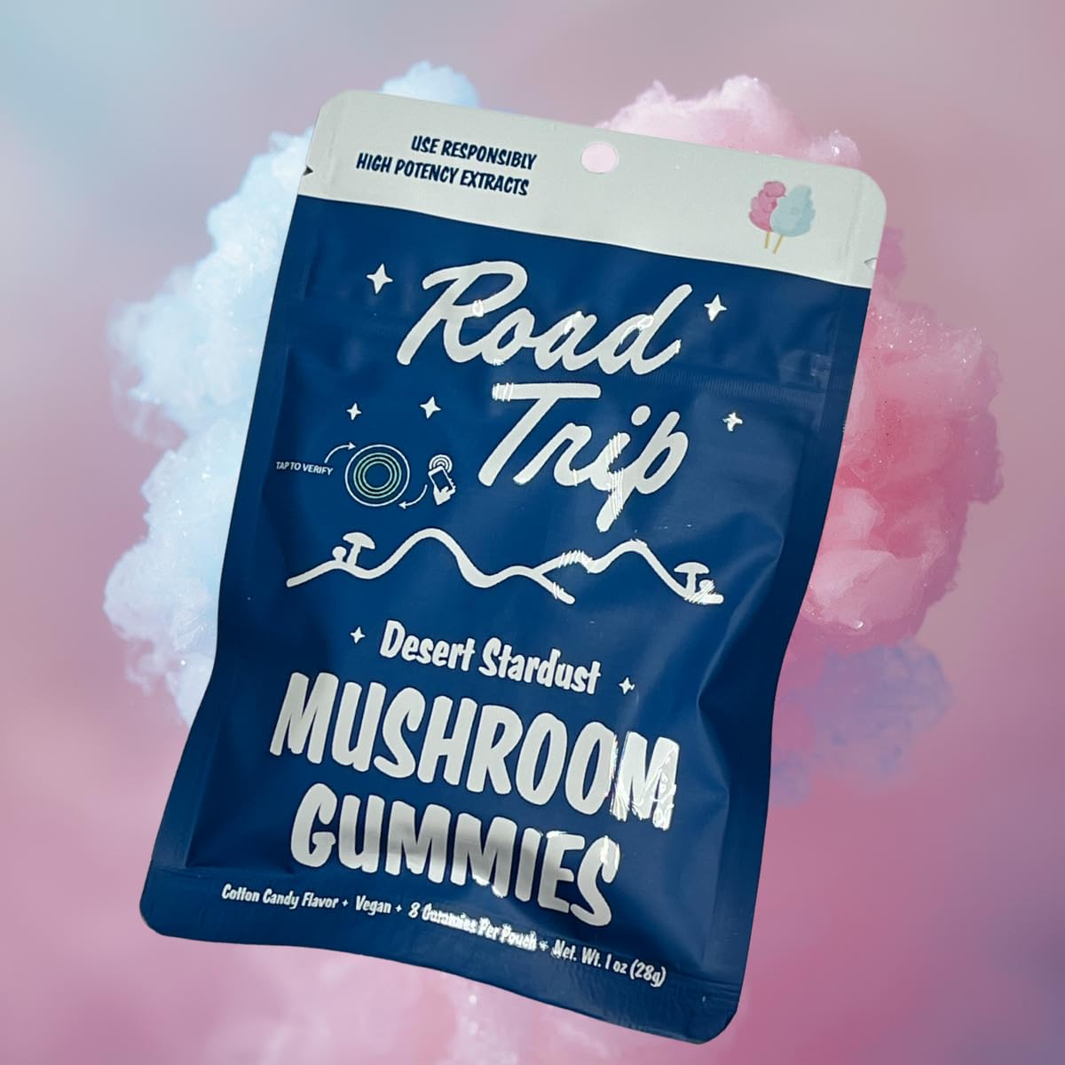 Road Trip - Desert Stardust - Mushroom Gummies - Nootropic Blend (1-Pack, Cotton Candy)
