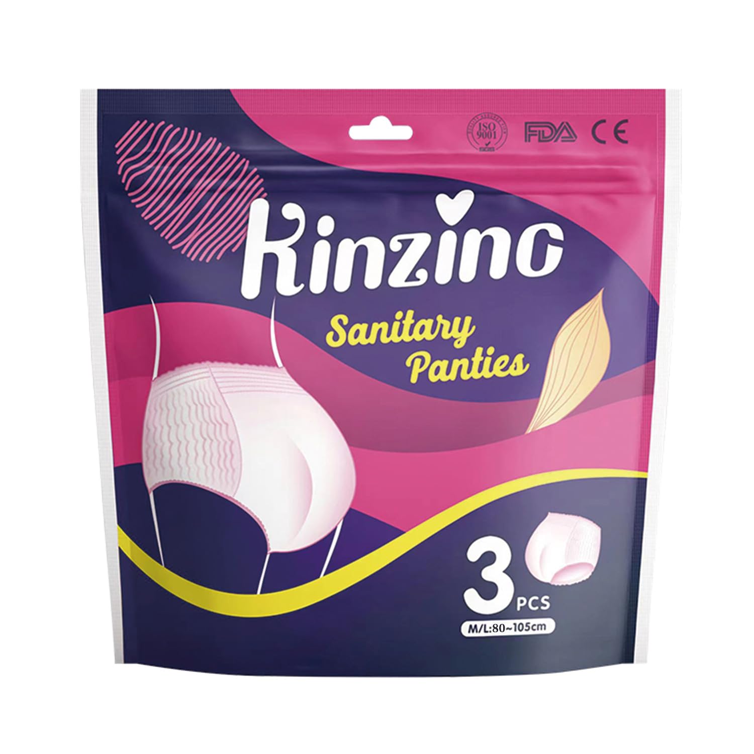 Disposable Period Underwear for Women Overnight Cotton Period Panties 31-41in 3 Count