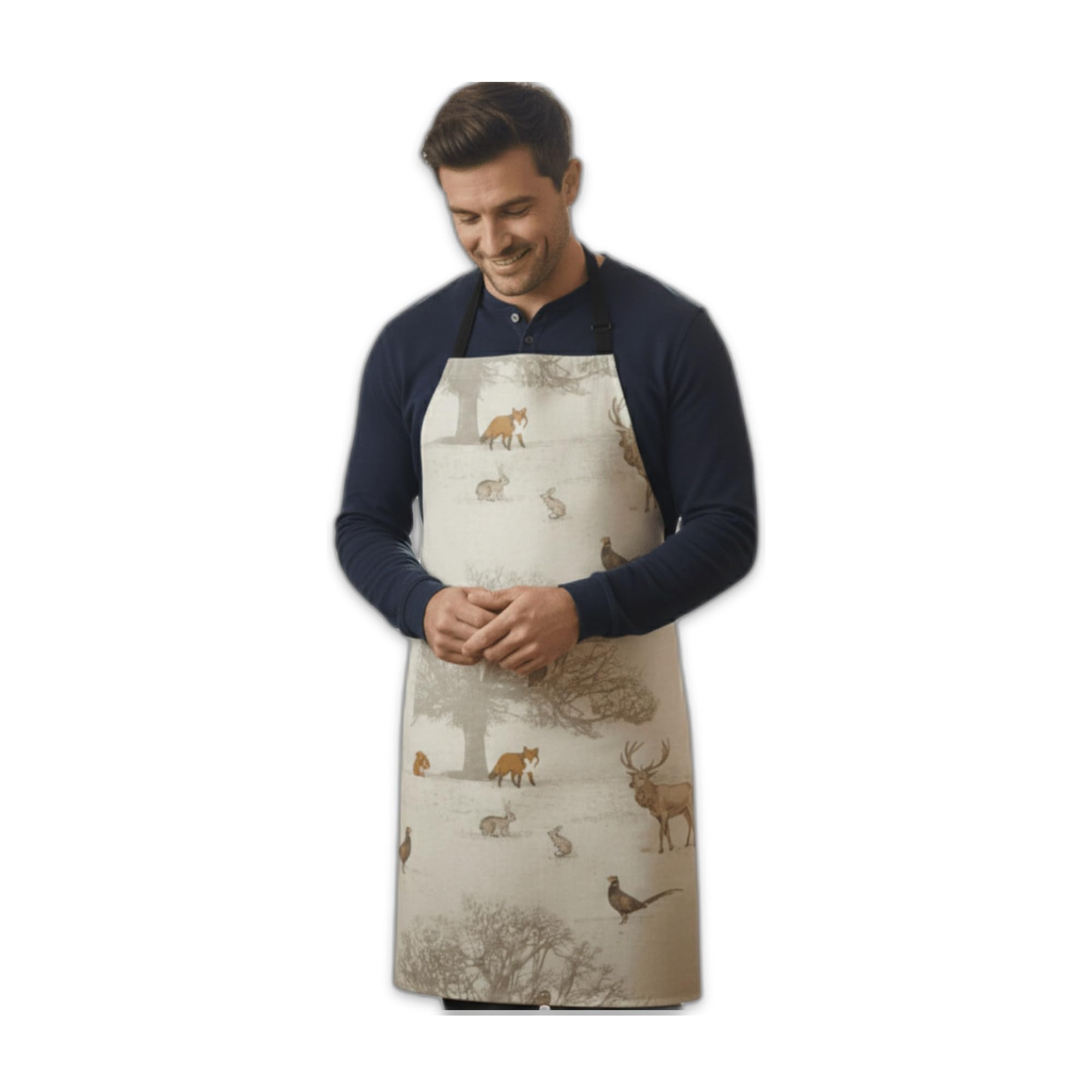 Jolee Tablecloths Beige Woodland Animals Jolee Oilcloth Wipe Clean Apron For Adult - 74Cm