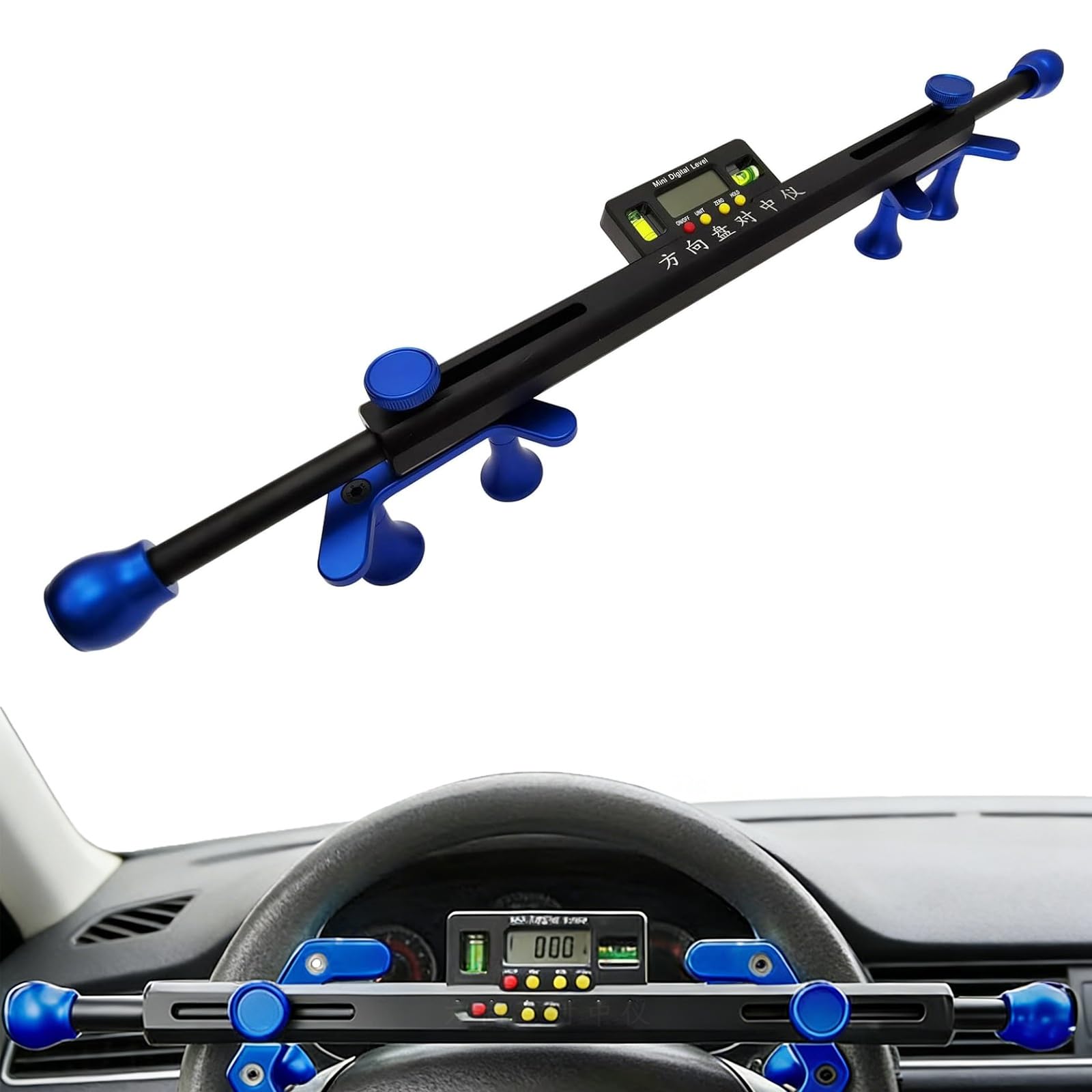 Eoweiot Car Steering Wheel Aligner, Car Steering Wheel Level Alignment Tool,19-37cm Adjustable,Electronic Positioning Aid Aligner