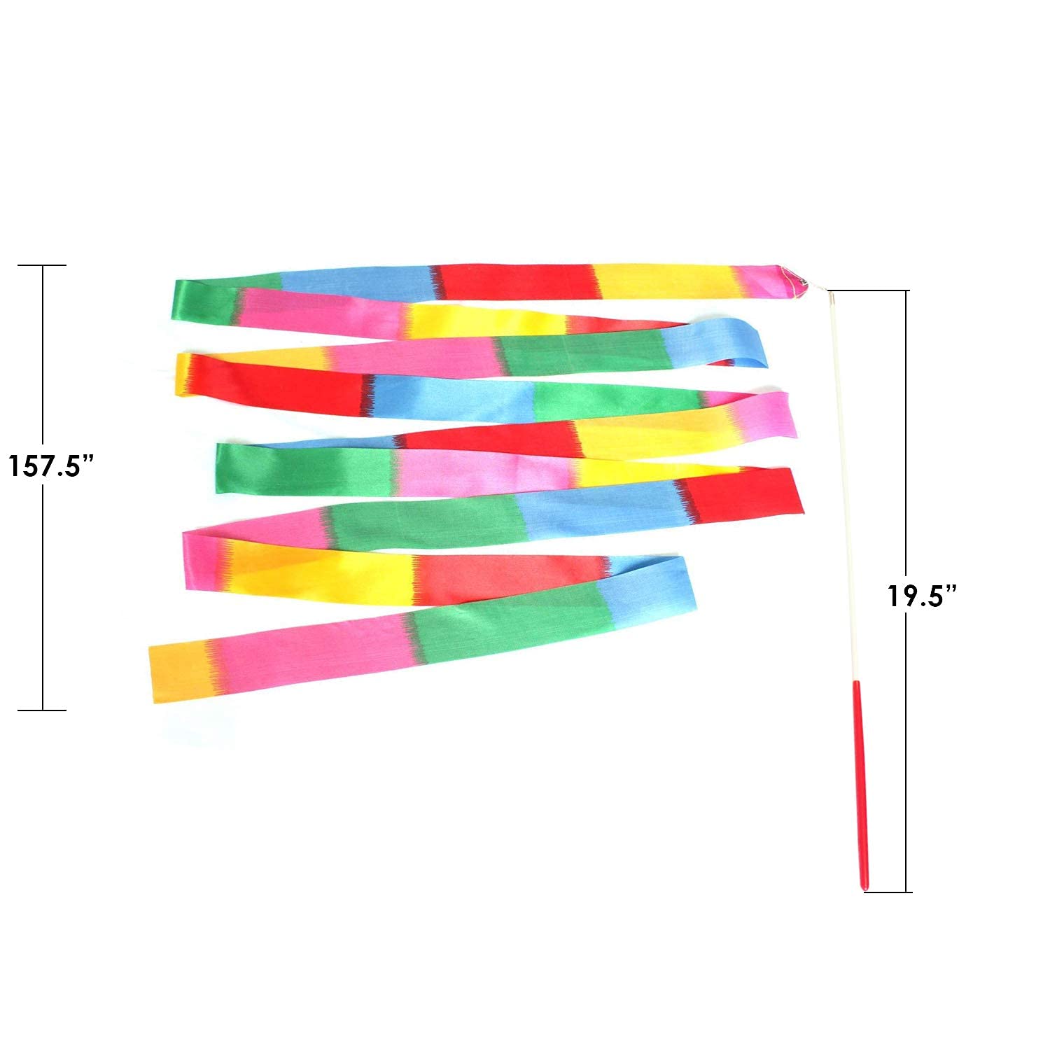 Trimming Shop Rythmique Gymnastique Ruban Avec Twirling Danse Baton Canne Pour Enfants Artistique Dance, Gymnastique Entraînement, Amusant Activités, 4 Mètres - Vert Pomme, 5pcs