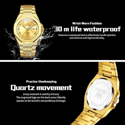 Miniatura 4 de OLEVS Reloj para hombre, de lujo, cuadrado, octogonal, de acero inoxidable, vestido de negocios, reloj de pulsera con números romanos, esfera