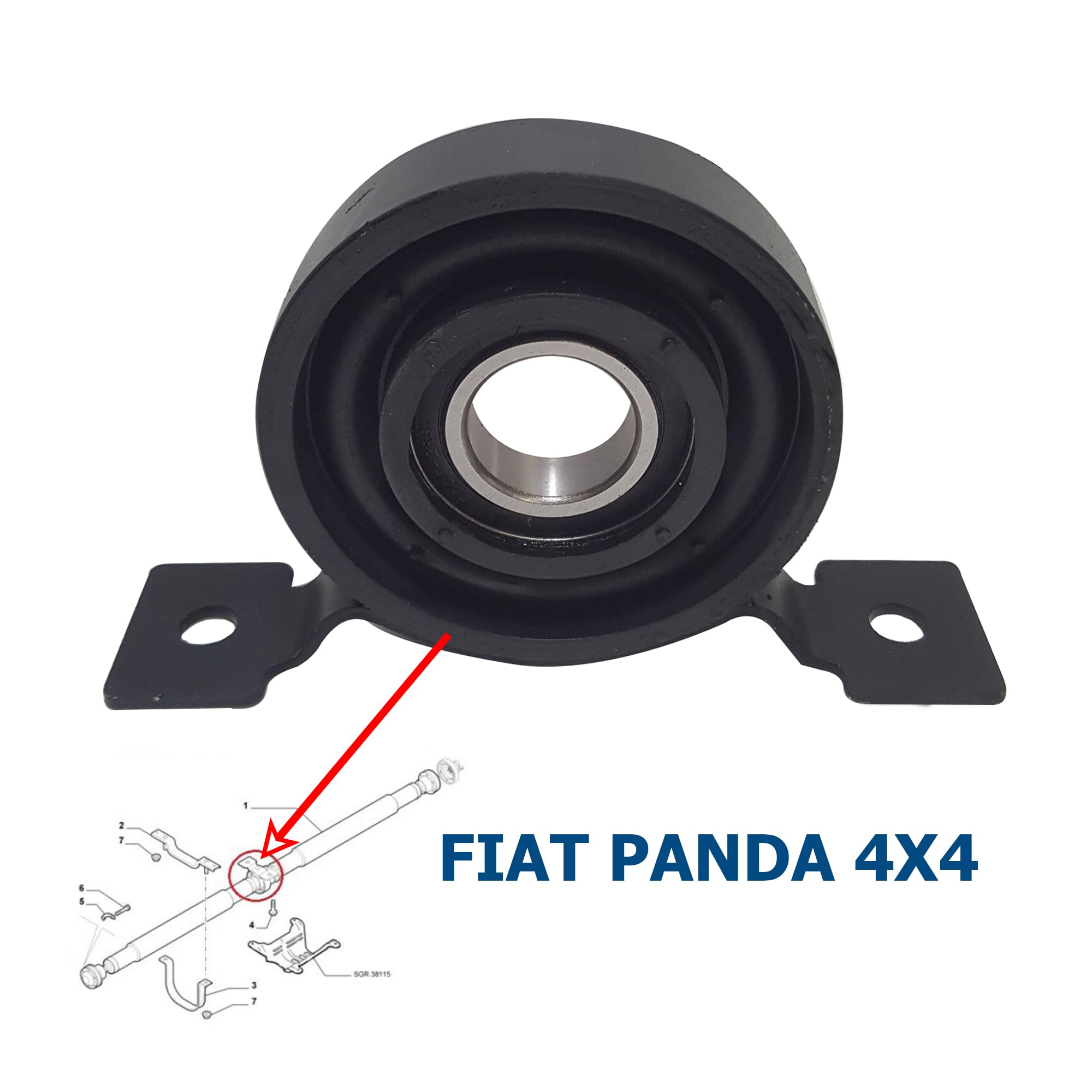 Partsline Palier Support pour Arbre de Transmission compatible avec Panda 4X4 (2004-) - 55193595 55222107 808682