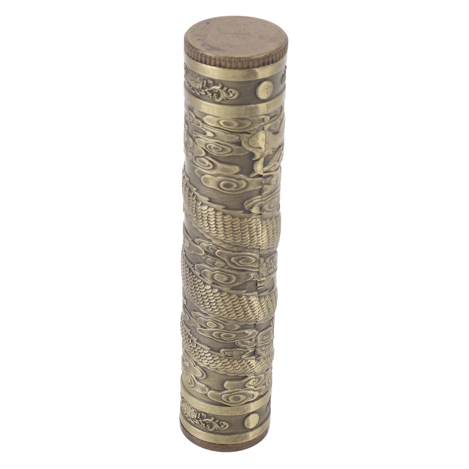Metal Tube Container, Embossed Pattern Waterproof Sealed Storage Tube Holder Portable Holder Case Tube Joint for Outdoor Camping (Bronze)