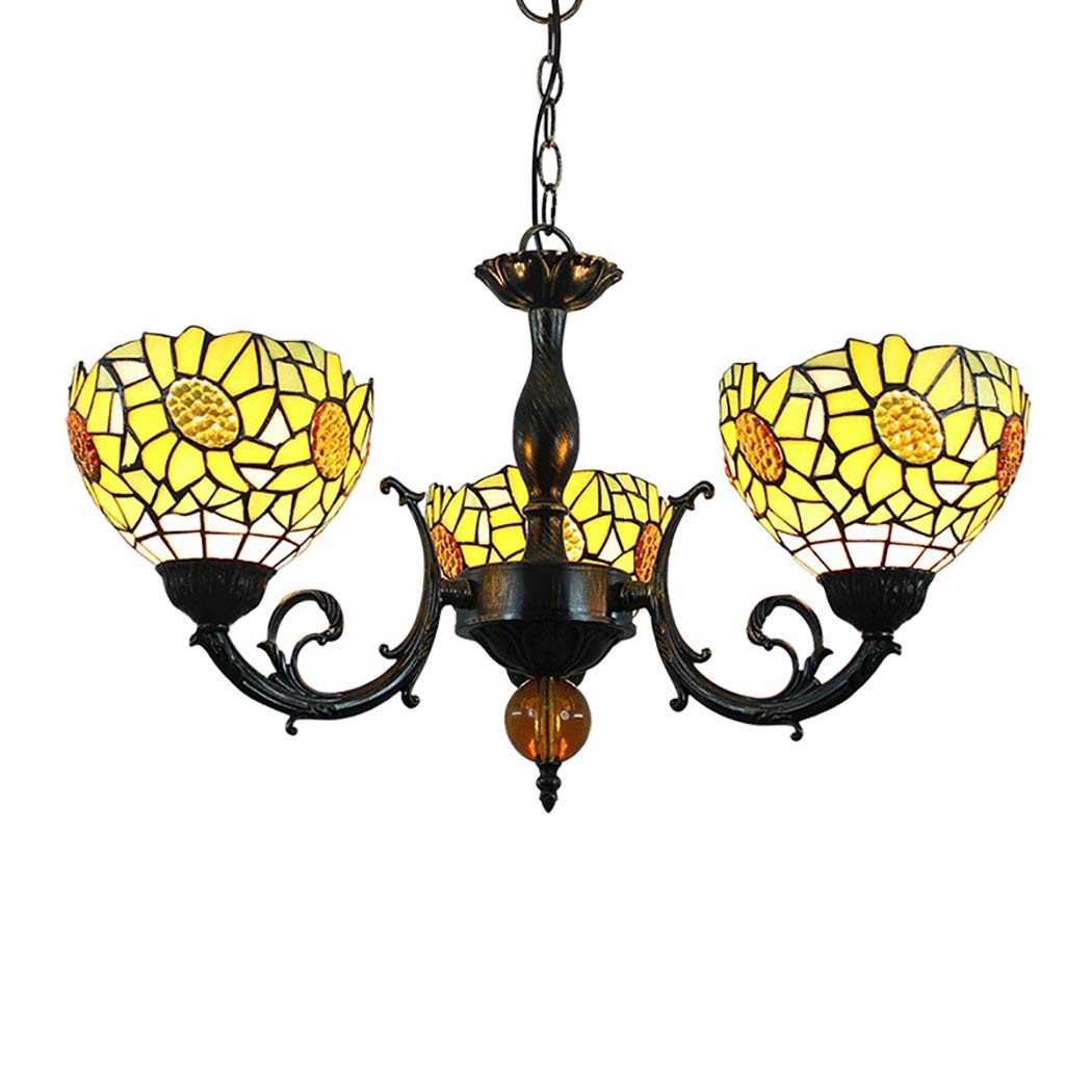 YNIYUJKL Retro Chandelier Vintage Baroque Tiffany-Style Chandelier Crafted Glass Lampshade Pendant Lamp Large Multi-Head Ceiling Hanging Light