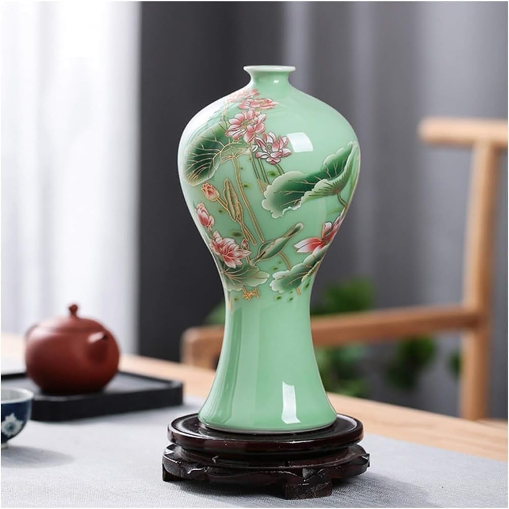 Bzgpmfud One Color Vase Desktop Vases Decoration Room Terrarium Tradition Decor Ceramic Chinese Porcelain Decorative(High:22cm)
