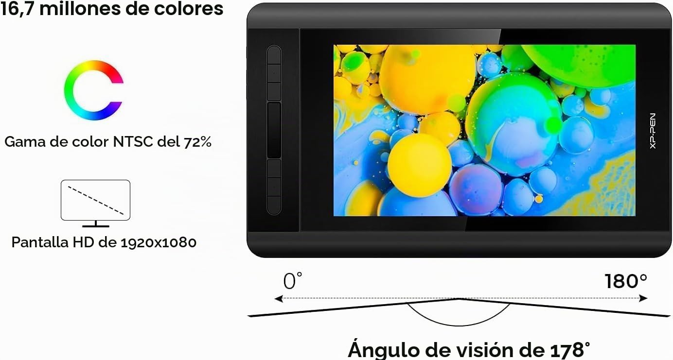 XP-Pen Artist 12 - Monitor gráfico (1920 x 1080 HD, IPS, con Barra táctil, lápiz P06 con Goma de borrar para enseñanza remota en casa)