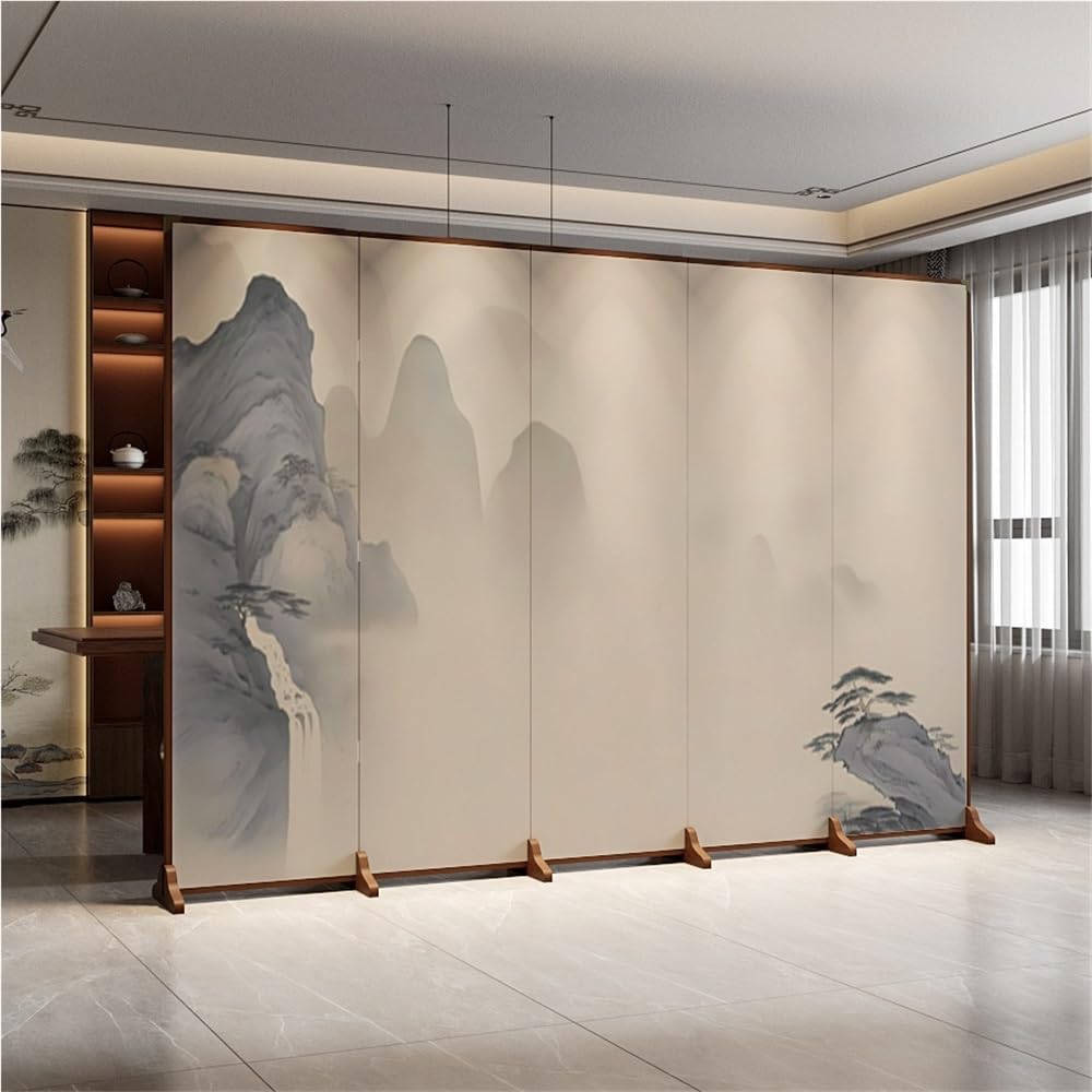 Biombo Separador de Espacios Mampara de Suelo Sencilla con diseño Paisaje for el hogar, Sala Estar, Porche, Oficina, decoración Fondo, Pared, Plegable Divisor de Habitacion