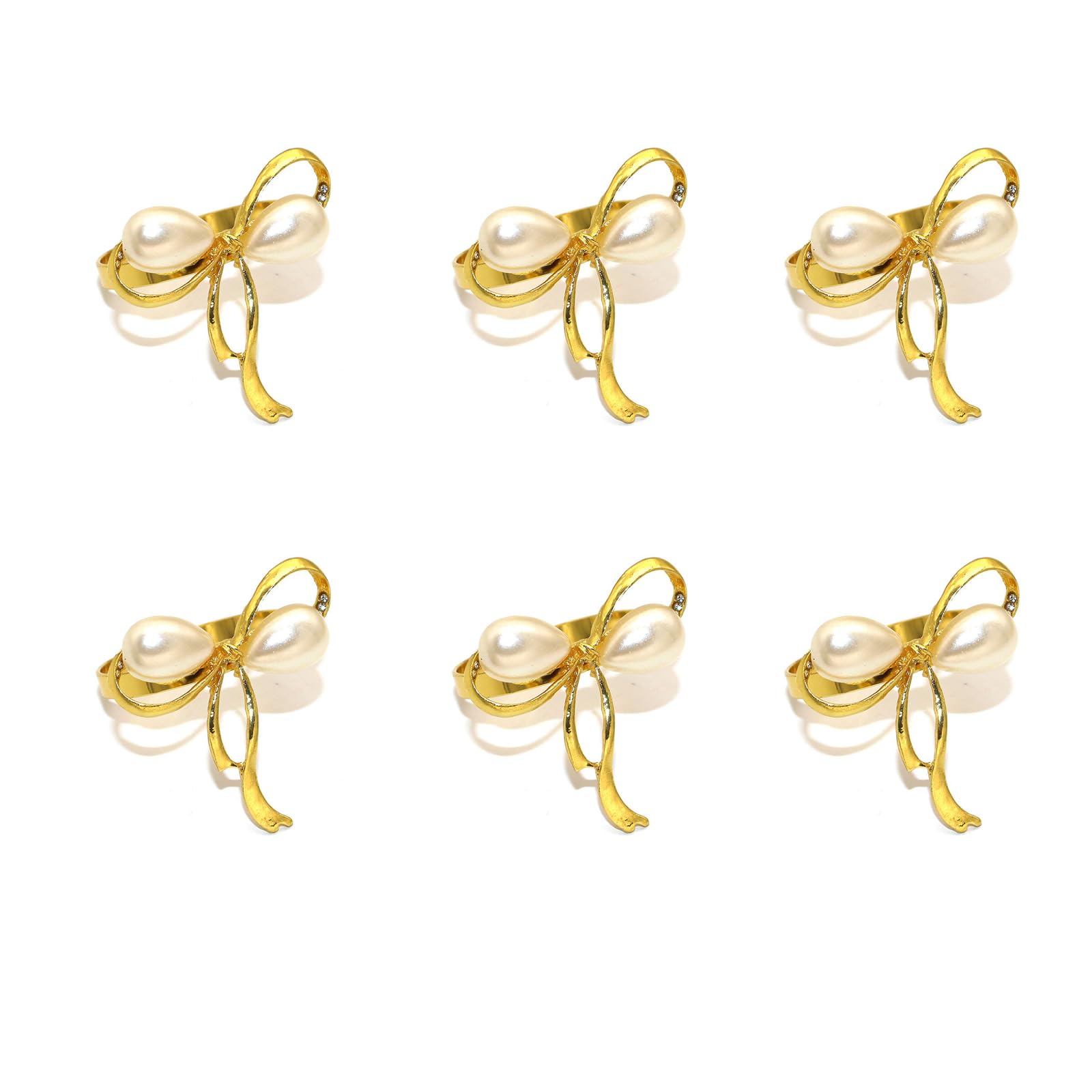 6Pcs / Pack Lovely Napkin Rings with Bowknot Detail Alloy Materials Butterfly Napkin Holders for Dining Table Tender Dinner Accessories