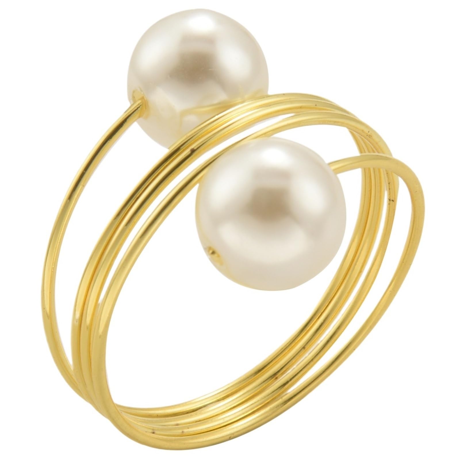 12Pcs Gold Pearl Napkin Rings Holders Metal Serviette Buckle for Wedding Banquet