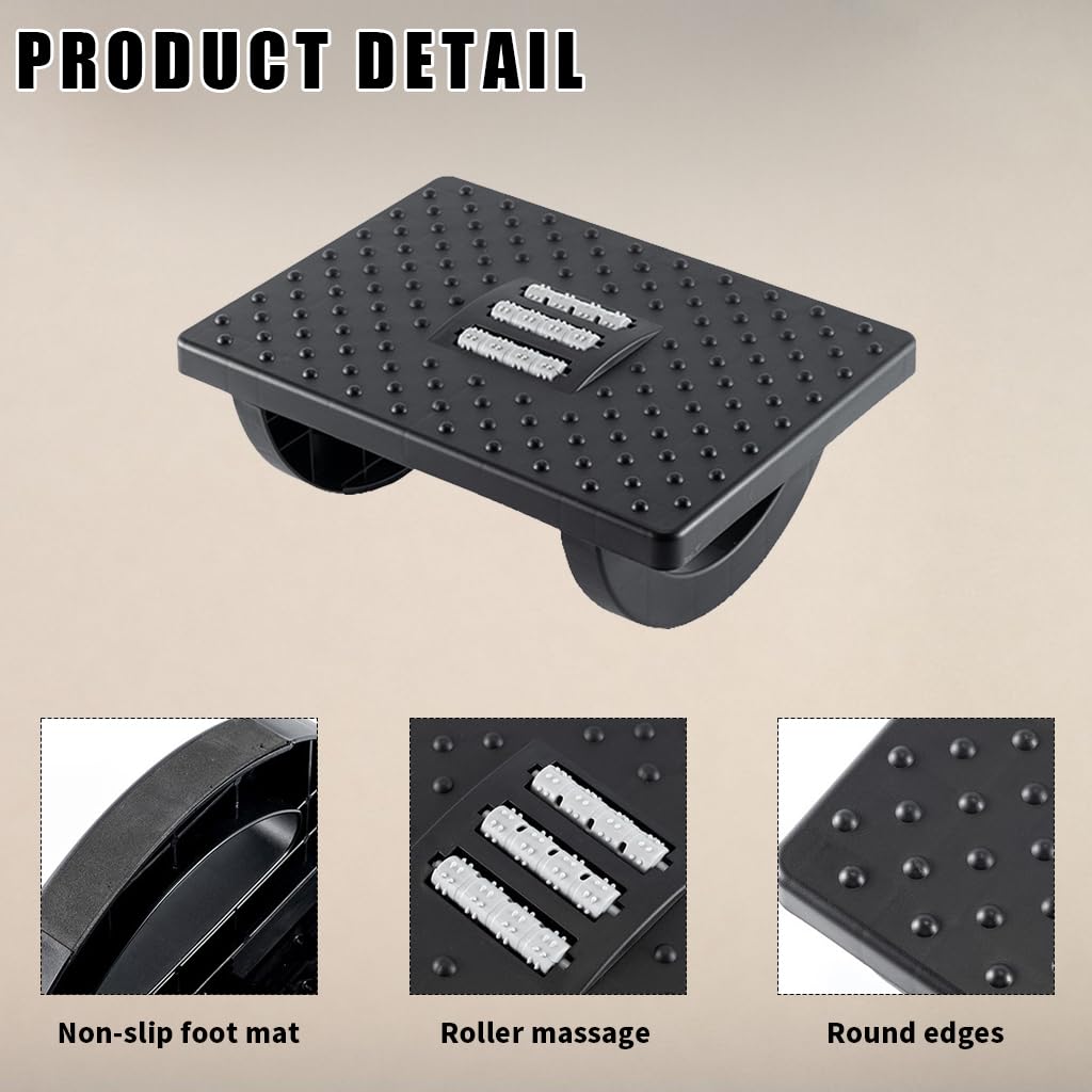 HASTHIP® Foot Rest for Office Chair, Ergonomic Foot Stool with Massage Points & Rollers at Work and Study, Feet Leg Rest Pain Relief and Body Support for Home Office