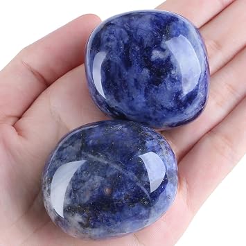 Blue Sodalite Crystal 3.8-5cm Large Blue Sodalite Gemstones Healing Crystal Blue Sodalite Polished Gemstone Drum Stone Blue Sodalite Pocket Stone for Crystal Lovers