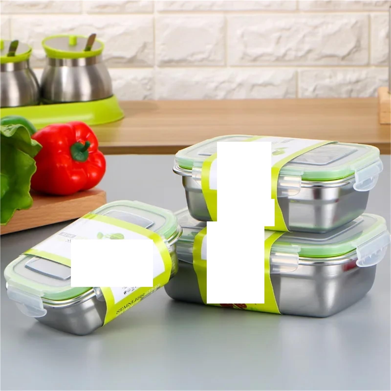 Contenitore for alimenti in acciaio inossidabile, sigillato, a prova di perdite, contenitore for frutta con coperchio, for gnocchi, refrigerato for la conservazione Contenitore Per Alimenti(1800mL)