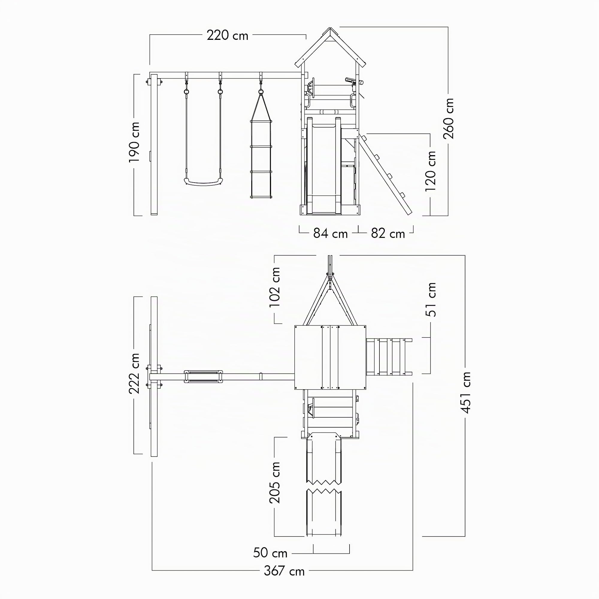 WICKEY Spielturm Klettergerüst SeaFlyer mit Schaukel & grüner Rutsche, Outdoor Kinder Kletterturm mit Sandkasten, Leiter & Spiel-Zubehör für den Garten
