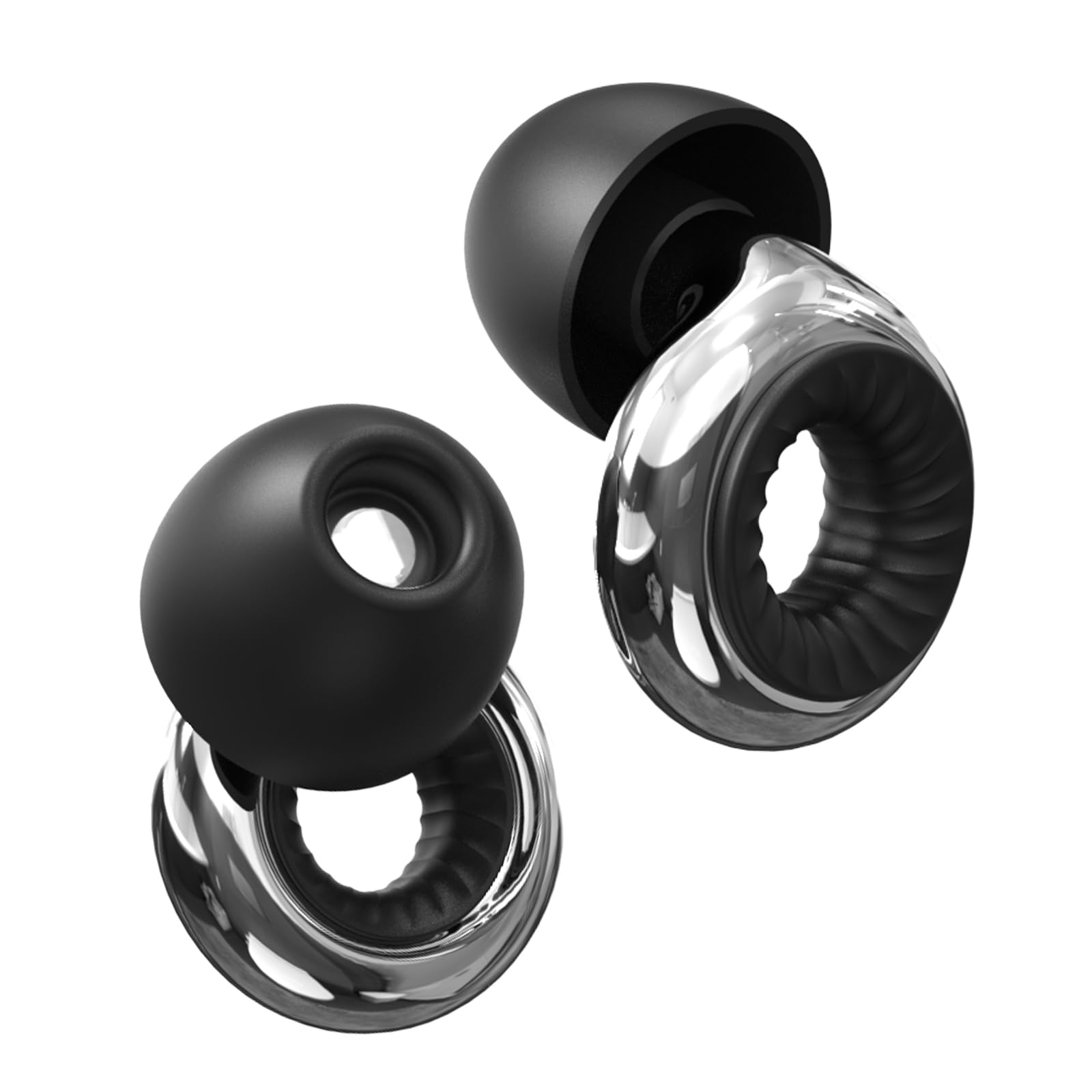 Tapones para los oídos, tapones de silicona para reducción de ruido con almohadillas reemplazables, lavables y reutilizables, cancelación de ruido profesional para dormir (negro turbo)