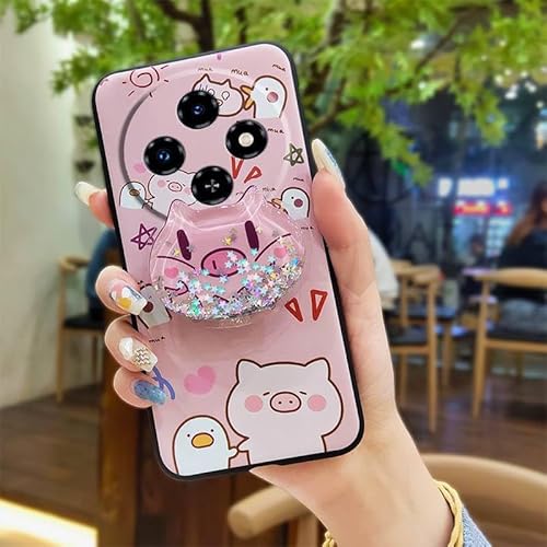 Phone Case Compatible with Oukitel C5 2025, Quicksand Phone Lens Protection Back Cover Kickstand Rotatable stand Anti-knock TPU 