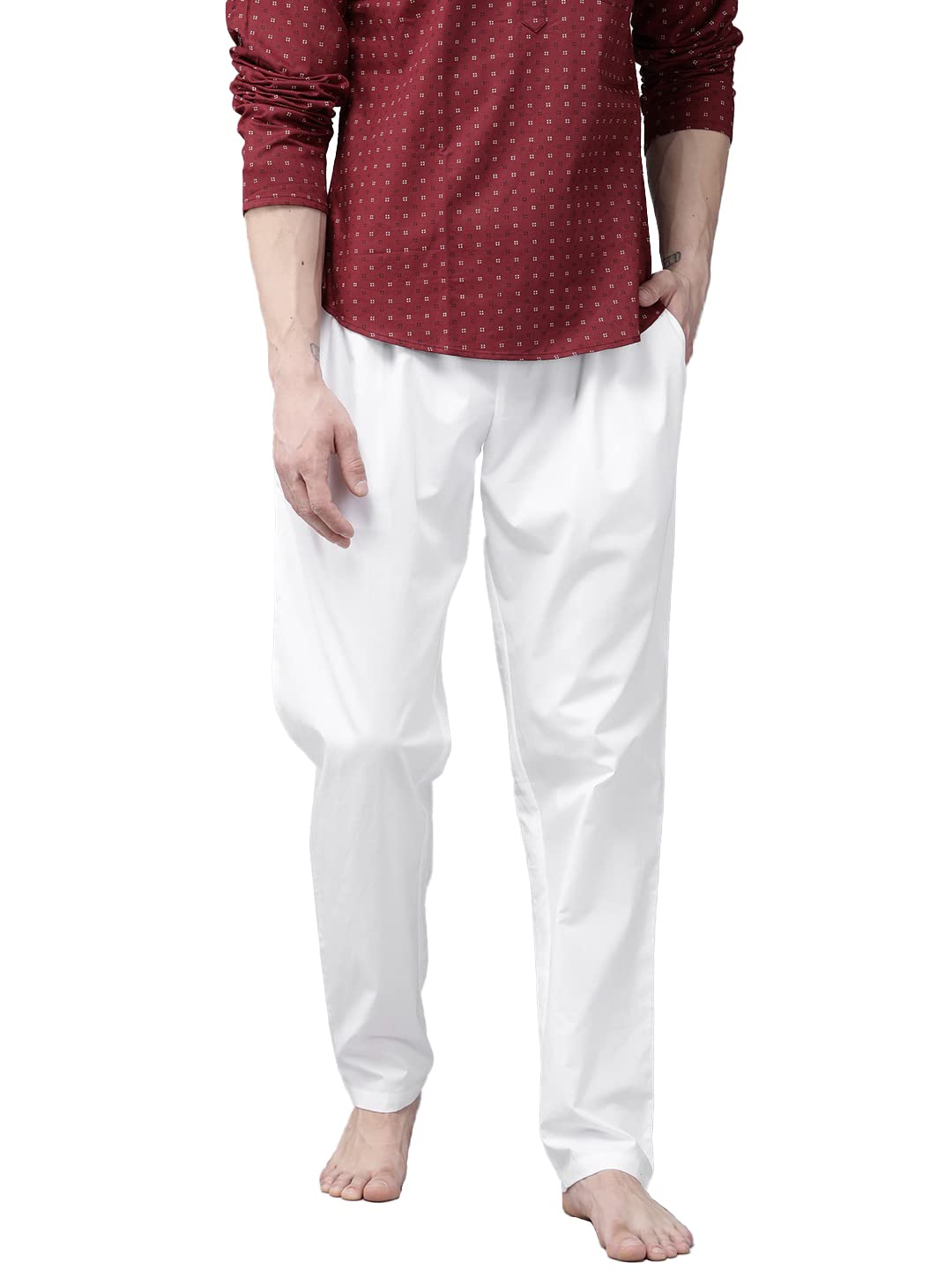 See Designs White Cotton Regular Fit Pyjamas Drawstring Closure - Sdpj106M