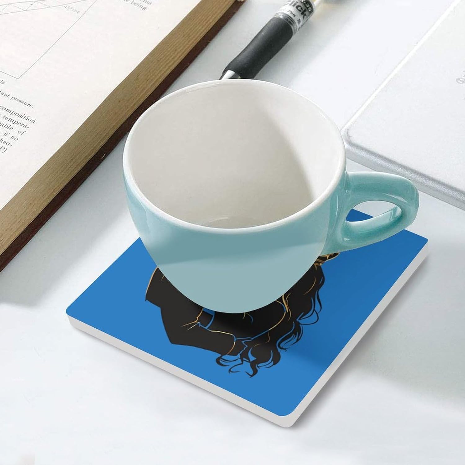 African Hot Queen and King Funny Ceramic Coasters for Drink Absorbent Cup Holders Tabletop Protection