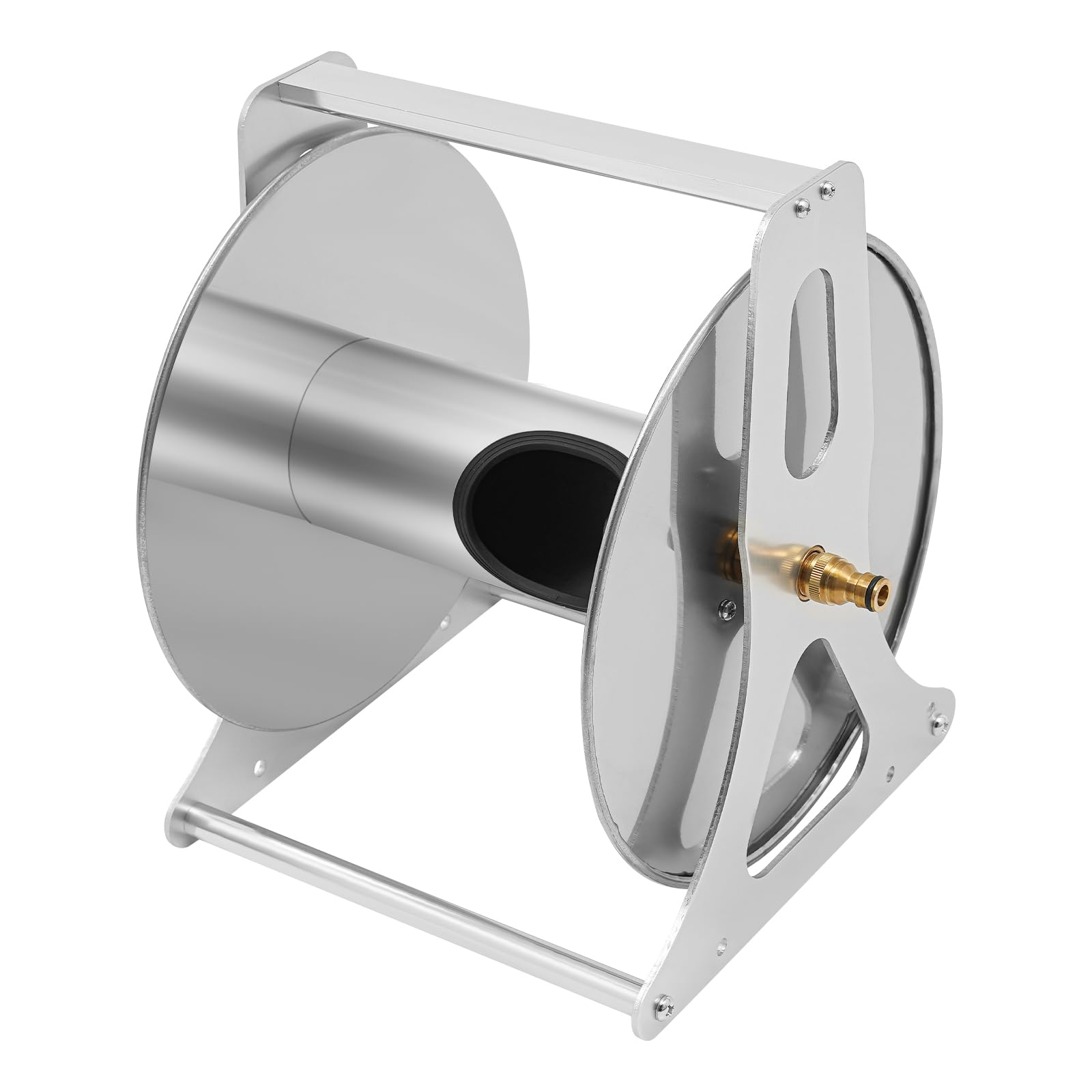 Schlauchtrommel Gartenschlauch Metall Schlauchaufroller leer Boden/Wand Handkurbel Schlauch rolle silber Trommelfür 50m Schlauch Ordentliche Schlauchaufbewahrung