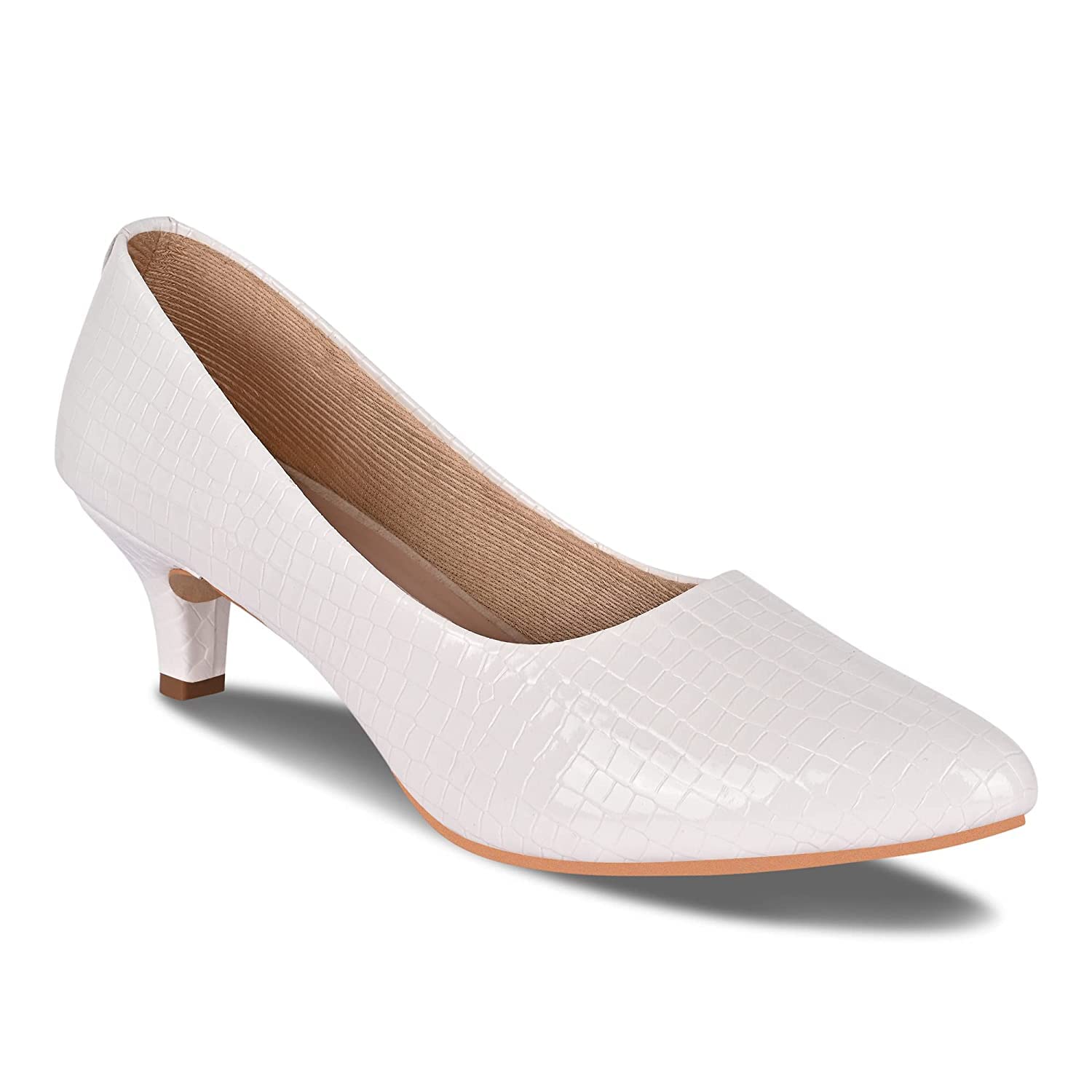 Smart & Sleek Womens Casual Comfortable Kitten Heels (White, 5) (B0CP696PJG) Amazon Price History, Amazon Price Tracker