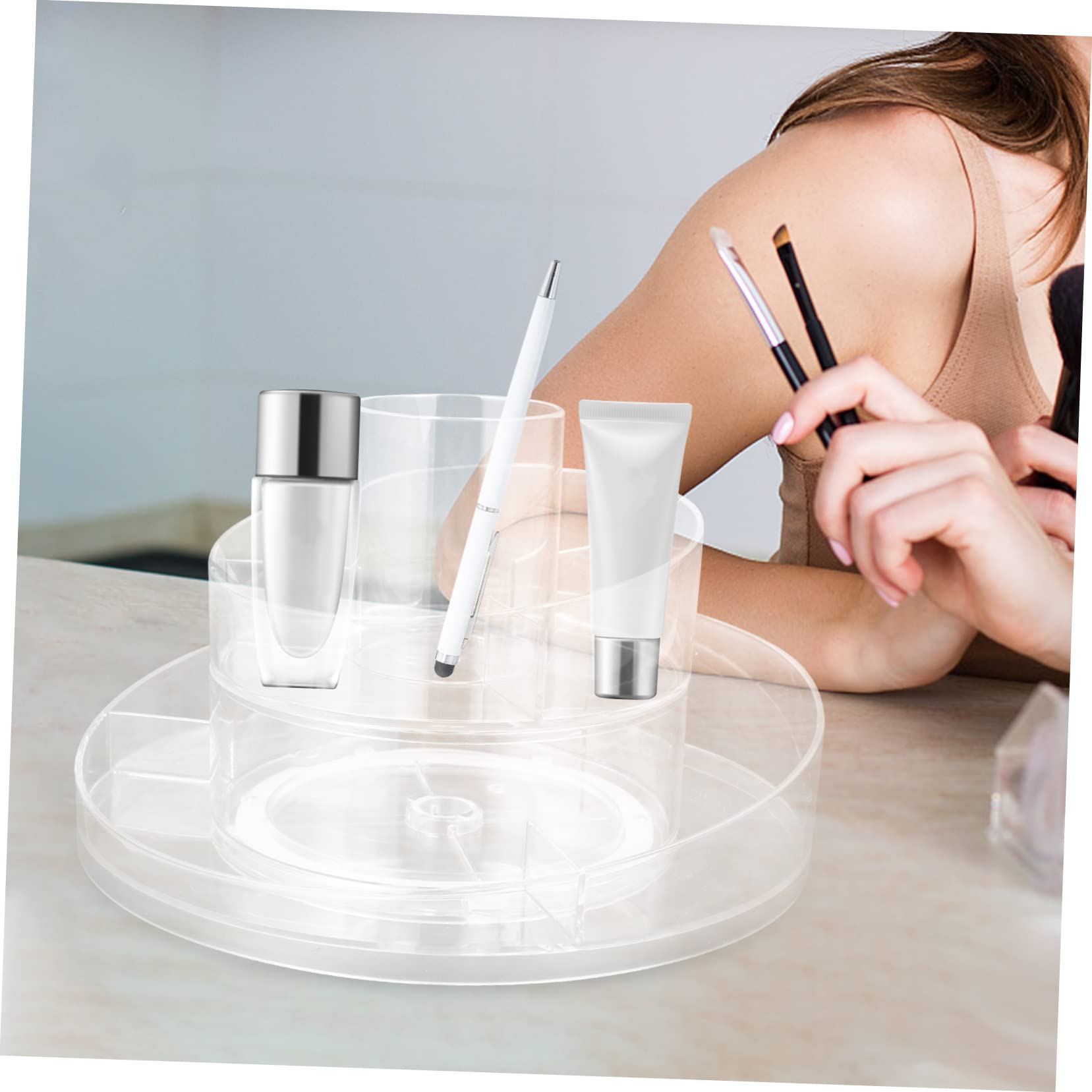 Organizer Rotante per Cosmetici da Tavolo Trasparente 360°