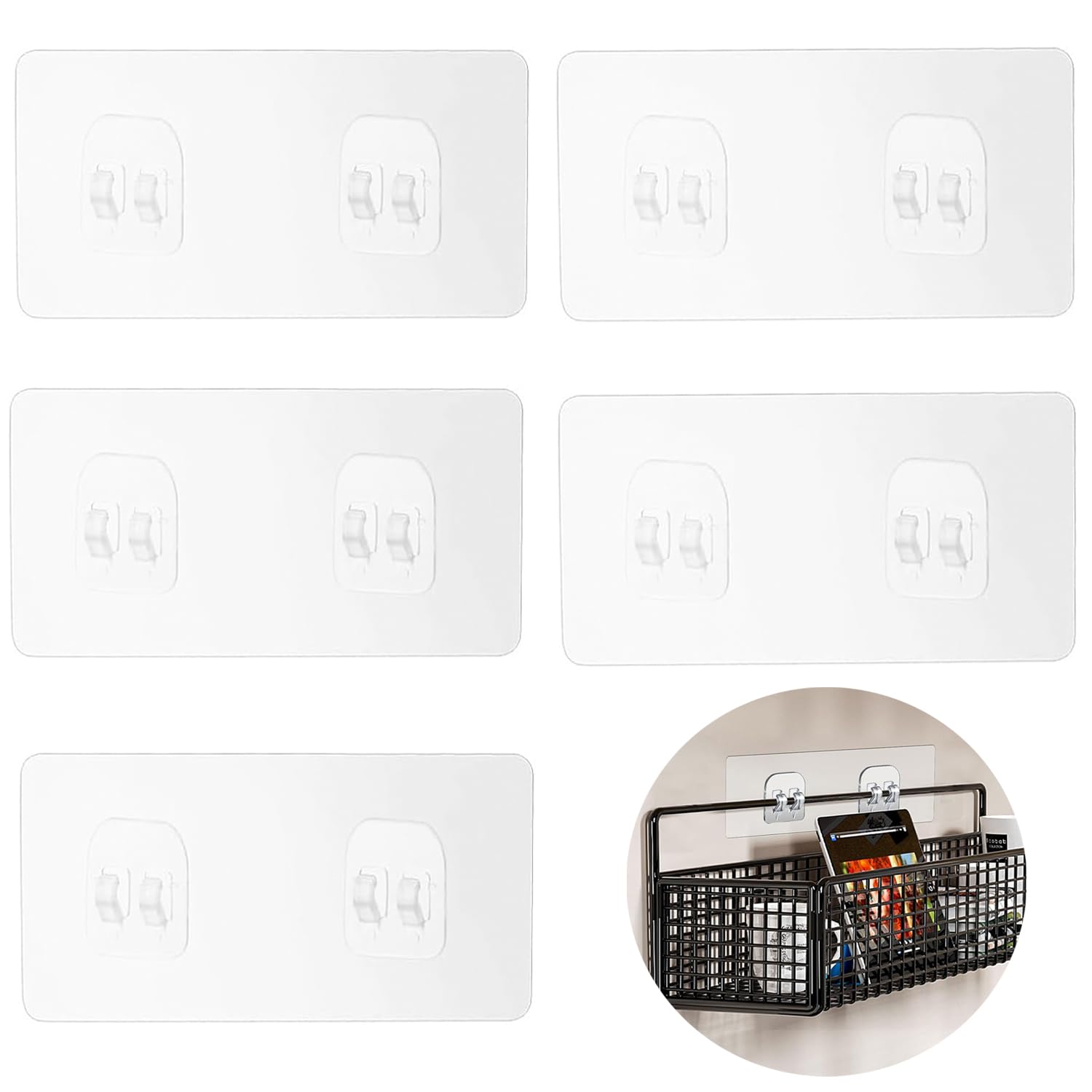 Jovware Shower Caddy Adhesive Replacement – Strong Transparent Sticky Pads, 6-Pack, Holds Over 40 Lbs, Fits Most Brands