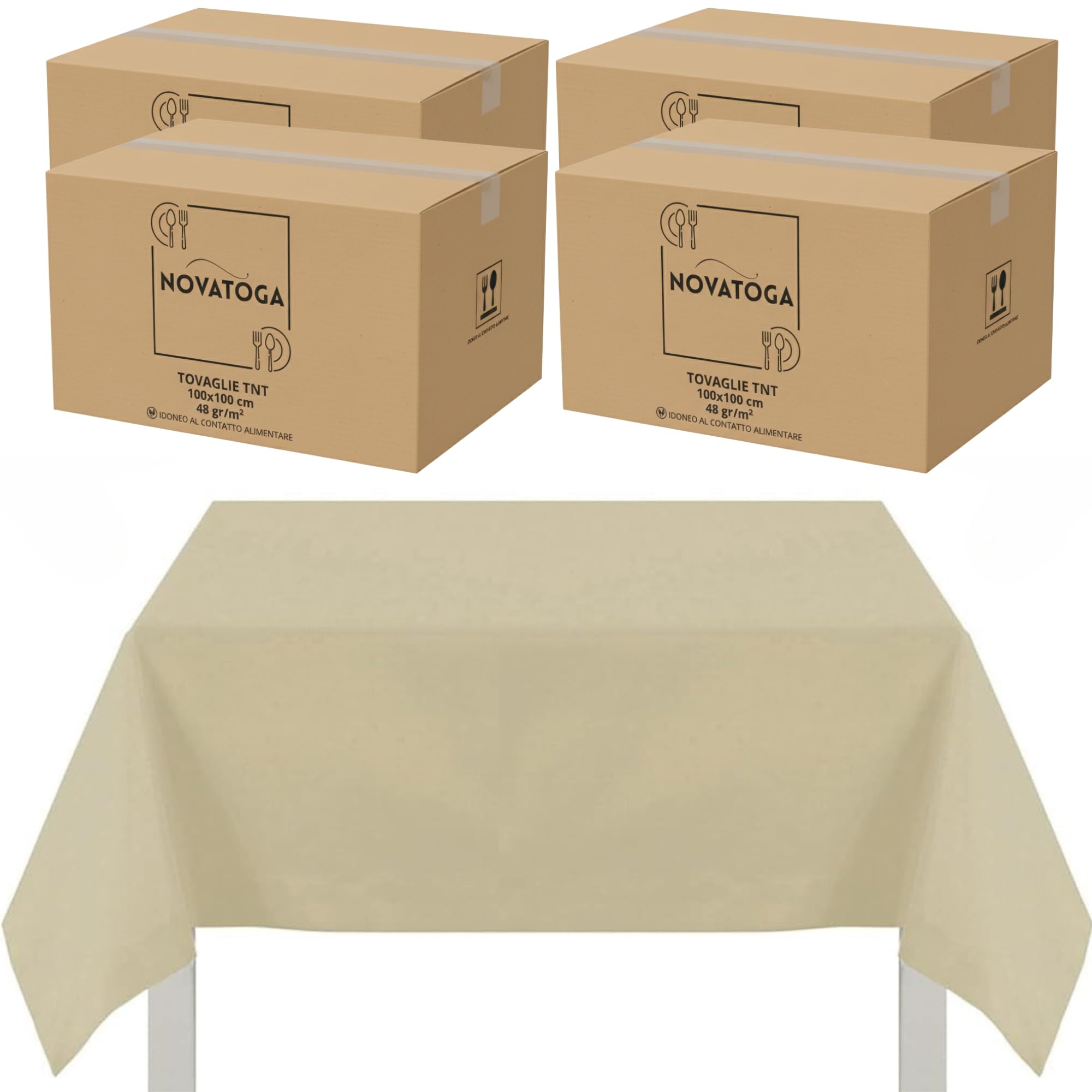 Manteles cubremanchas desechables marfil TNT 100 x 100 cm resistentes tipo tela alta gramaje 48 g manteles fiesta restaurante pizzería agroturismo trattoria mantel desechables impermeables (400)