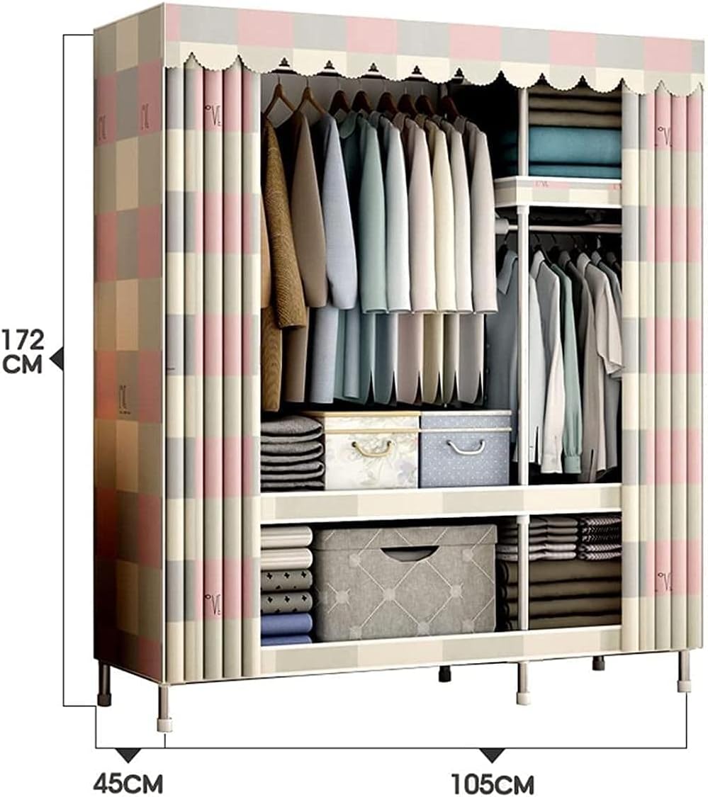 al Wardrobe Metal Open Wardrobe Portable Assembly Space Saving Hangers 172 45 105CM Clothes Rack (Color : A Size : 172 45 105CM) (A 172 * 45 * 105CM)