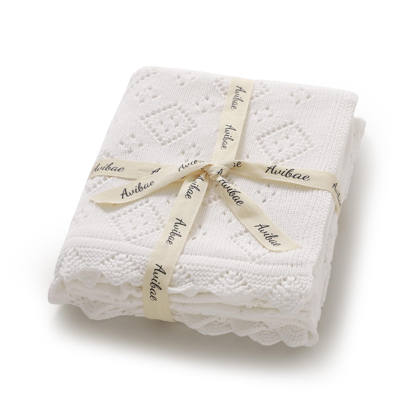 Avibae Baby Swaddle Blanket 100% Cotton Gender Neutral Pointelle Receiving Blanket for Boys Girls Cuddle Stroller Crib