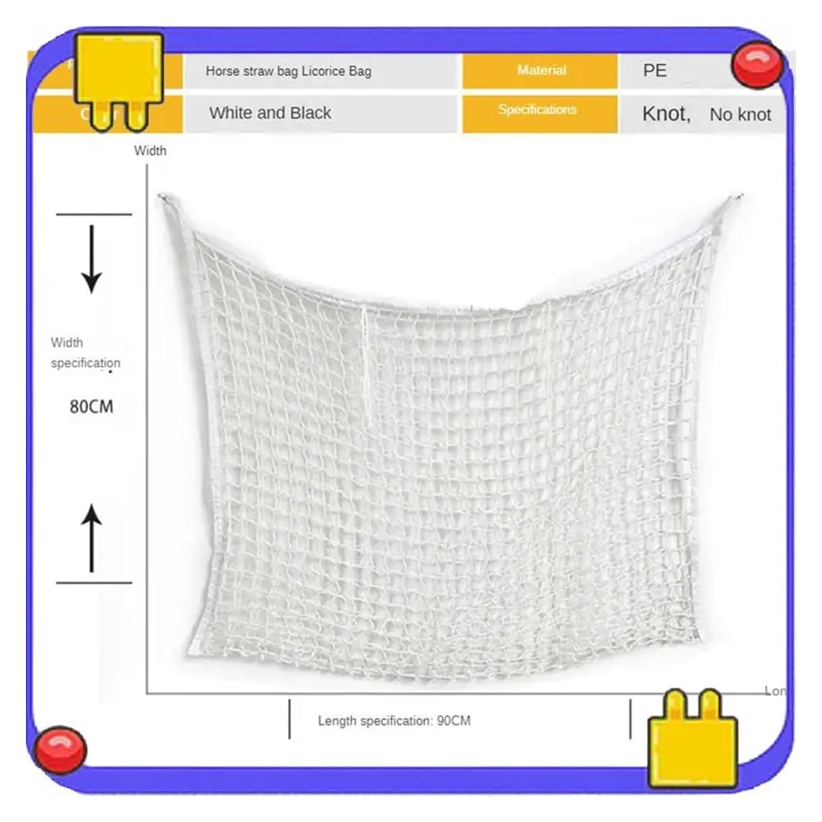 Heunetz für Pferde 2Pcs Weiß Langsam Fütterung Heu Net Pferd Tasche for Ziege Liefert
