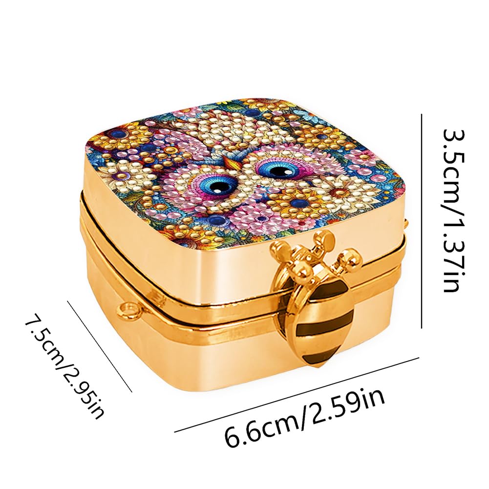 Mini Jewelry Box Diamond Art Mirror Compact Bulk Travel Handheld Mirror Makeup Small Hand Bag DIY Diamond Art Portable Jewelry Box Pocket Craft Mirrors Box for Earrings Necklace Rings BN70