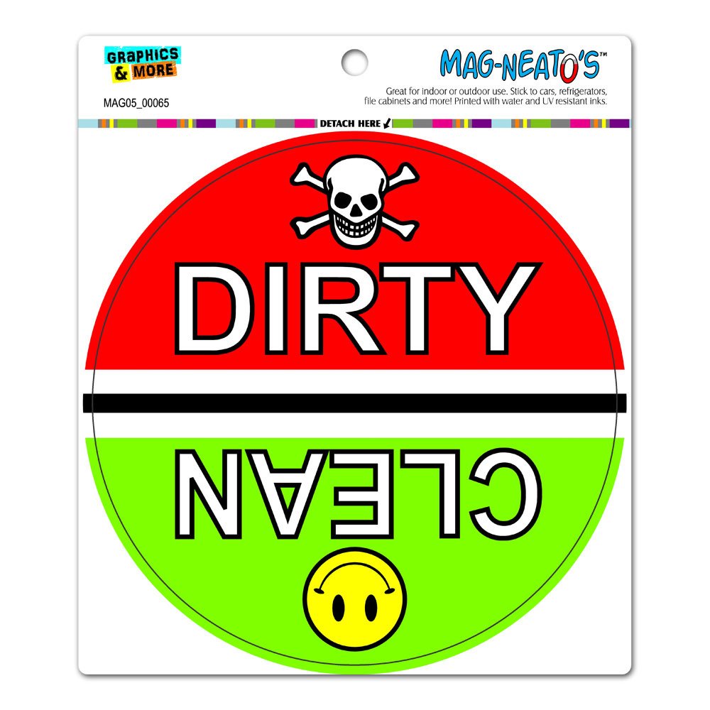 Clean Dirty Dishes Dishwasher Kitchen - Circle Automotive Car Refrigerator Locker Vinyl Magnet