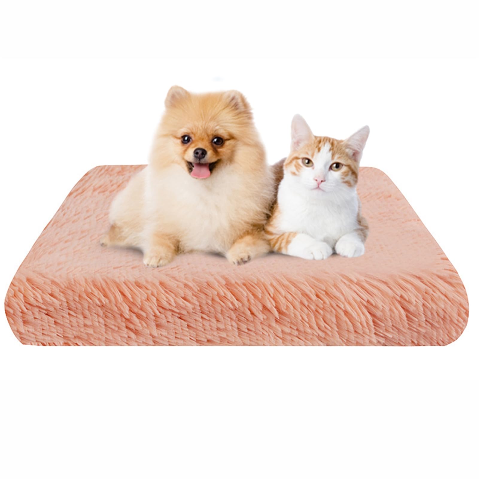 BESTORI Dog Bed Soft Plush Waterproof Lining Dog Crate Pad Mat with Removable Washable Cover Fluffy Anti-Slip Pet Mats for Sleeping Playing, Pink 03, 75 x 50 x 6 cm