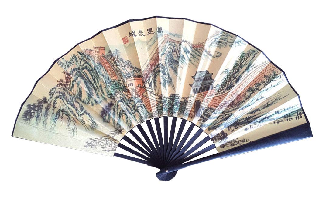 Seres Ventilatore Pieghevole Classico, Nervatura Di Bambù E Panno Di Stampa Di 12+ Opzioni Di Modello, 33 Cm, (Modello 9 Solo Quattro (4)-image